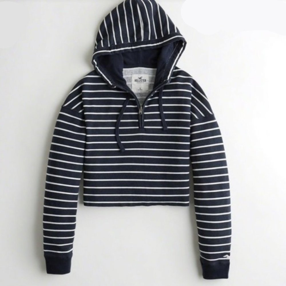 Hollister cropped striped hoodie